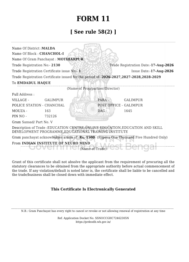 Trade License for Registered office